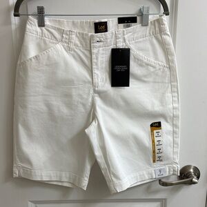 Lee White Flat-Front Cotton Shorts